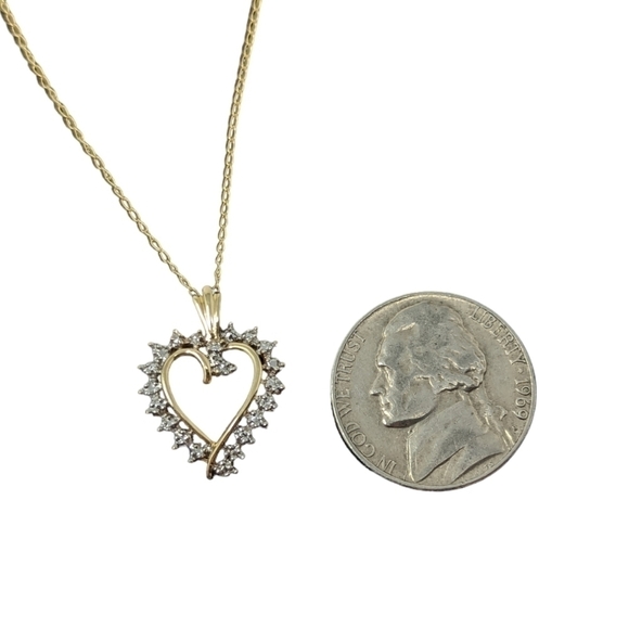 10kt Solid Yellow Gold Diamond Accent Heart Pendant with 10kt YG Chain 1.78g - Picture 15 of 15